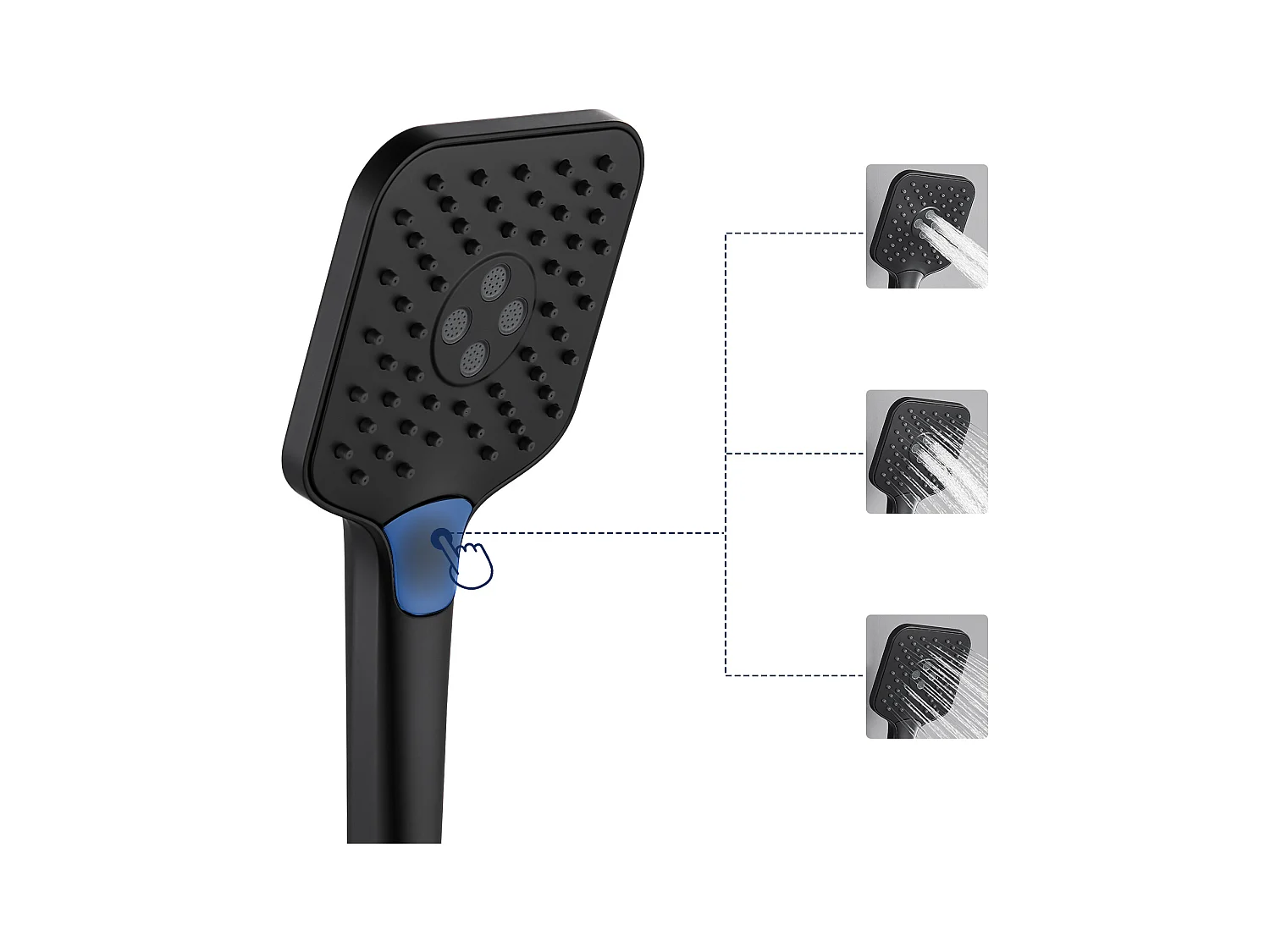 Lonheo max Colonne de Douche 38°C Thermostatique Noir + Etagères en Verre Trempé + Douchette à Main 3 Types de Jets