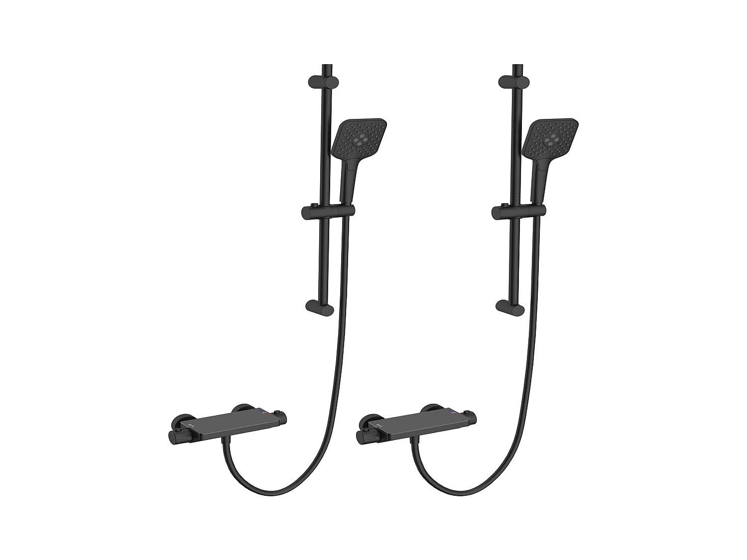 2PCS Lonheo max Élégant Ensemble de Douche avec Etagère et Douchette à Main 3 Fonctions, Noir Colonne de Douche Thermostatique avec 38°C Mitigeur