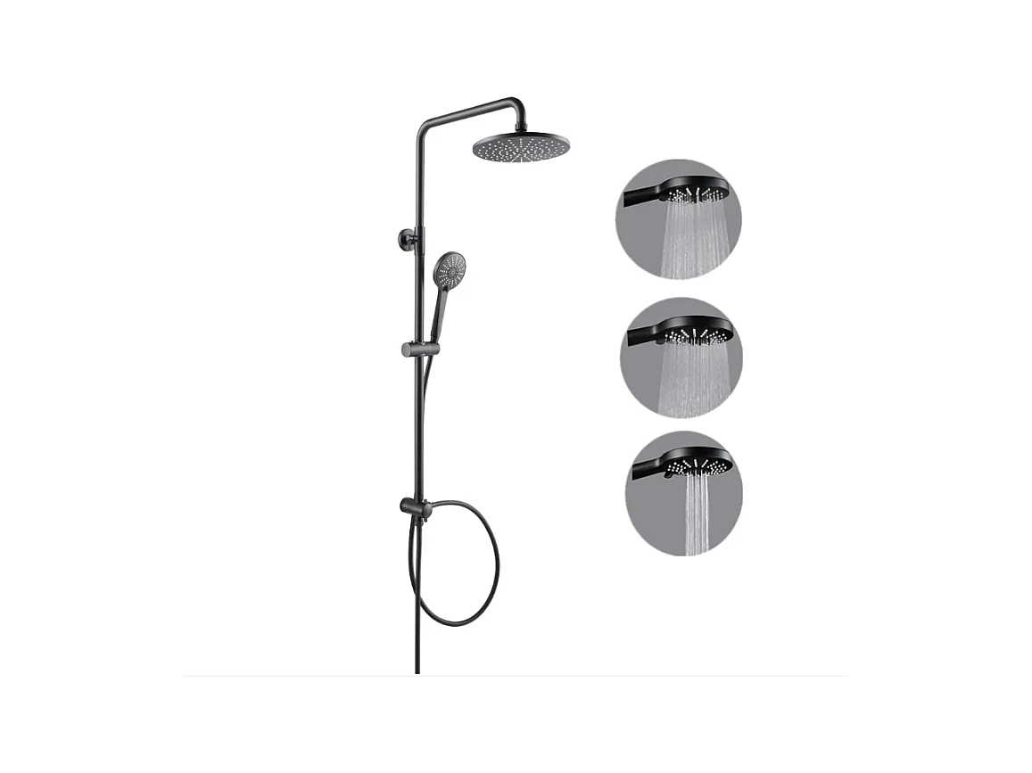 Cecipa max Système de douche séparable noir robinet de douche 2 fonctions douchette douche de tête inox douche pour salle de bain/baignoire,EU Modèle