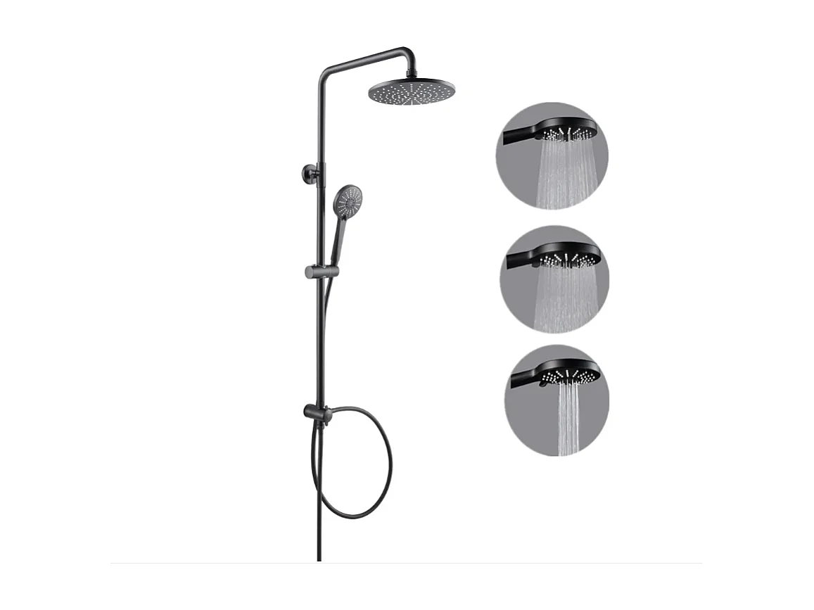 Cecipa max Système de douche séparable noir robinet de douche 2 fonctions douchette douche de tête inox douche pour salle de bain/baignoire,EU Modèle