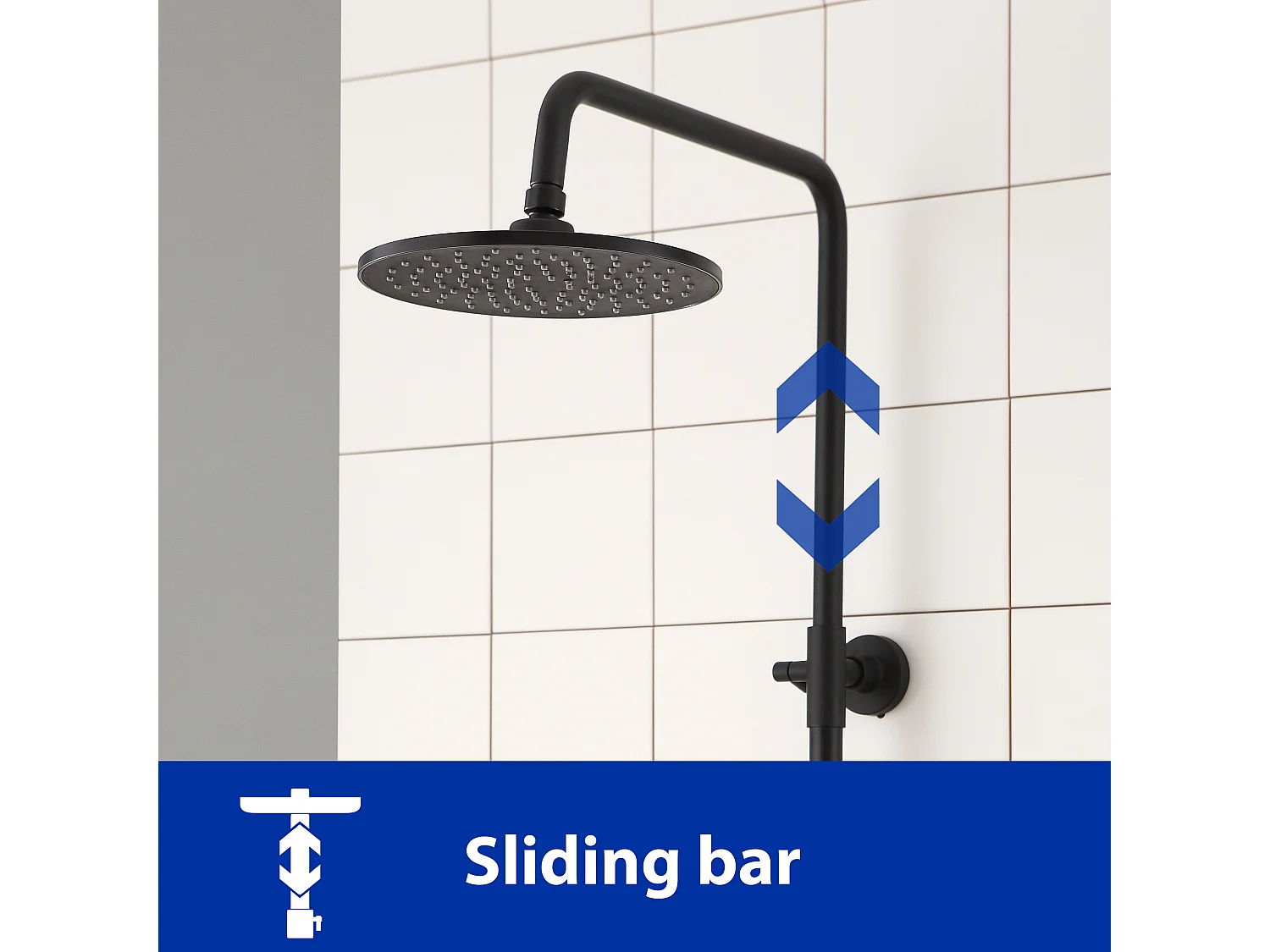 Cecipa max Thermostat-Duschsäule, schwarzes Duschset mit verstellbarem Duschkopf oben für Badezimmer, EU-Modell