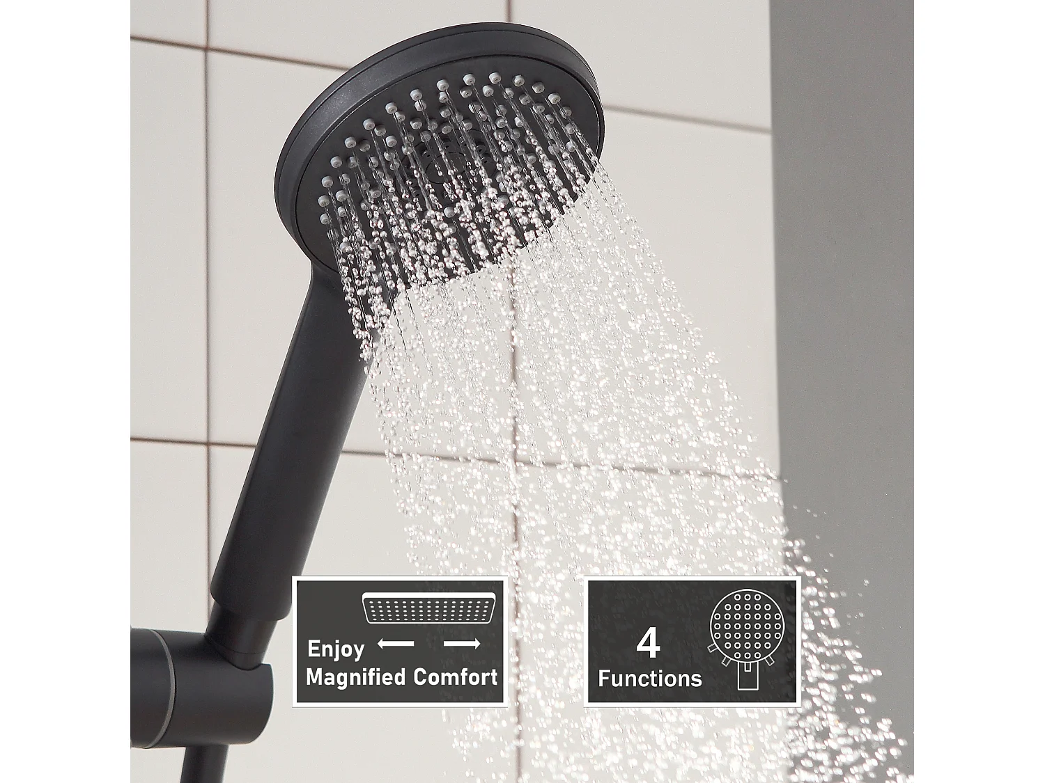 Cecipa max Thermostat-Duschsäule, schwarzes Duschset mit verstellbarem Duschkopf oben für Badezimmer, EU-Modell