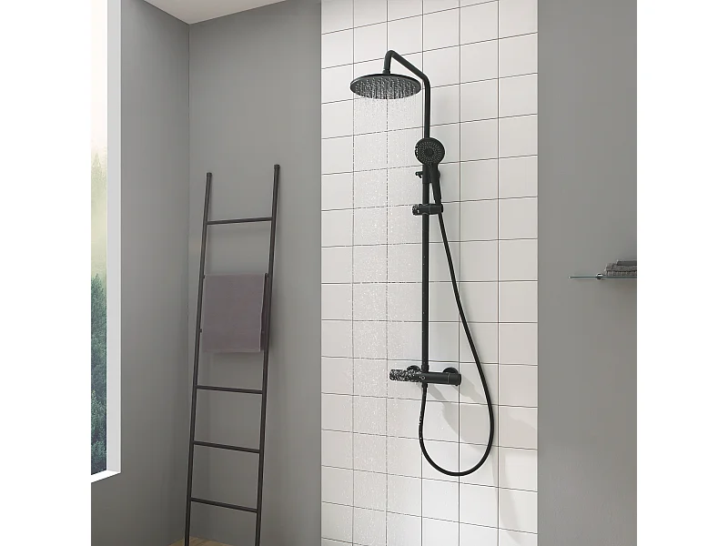 Cecipa max Colonne de Douche Thermostatique Noir Ensemble de Douche avec Douche de Tête Supérieur  Réglable pour Salle de Bain,EU Modèle
