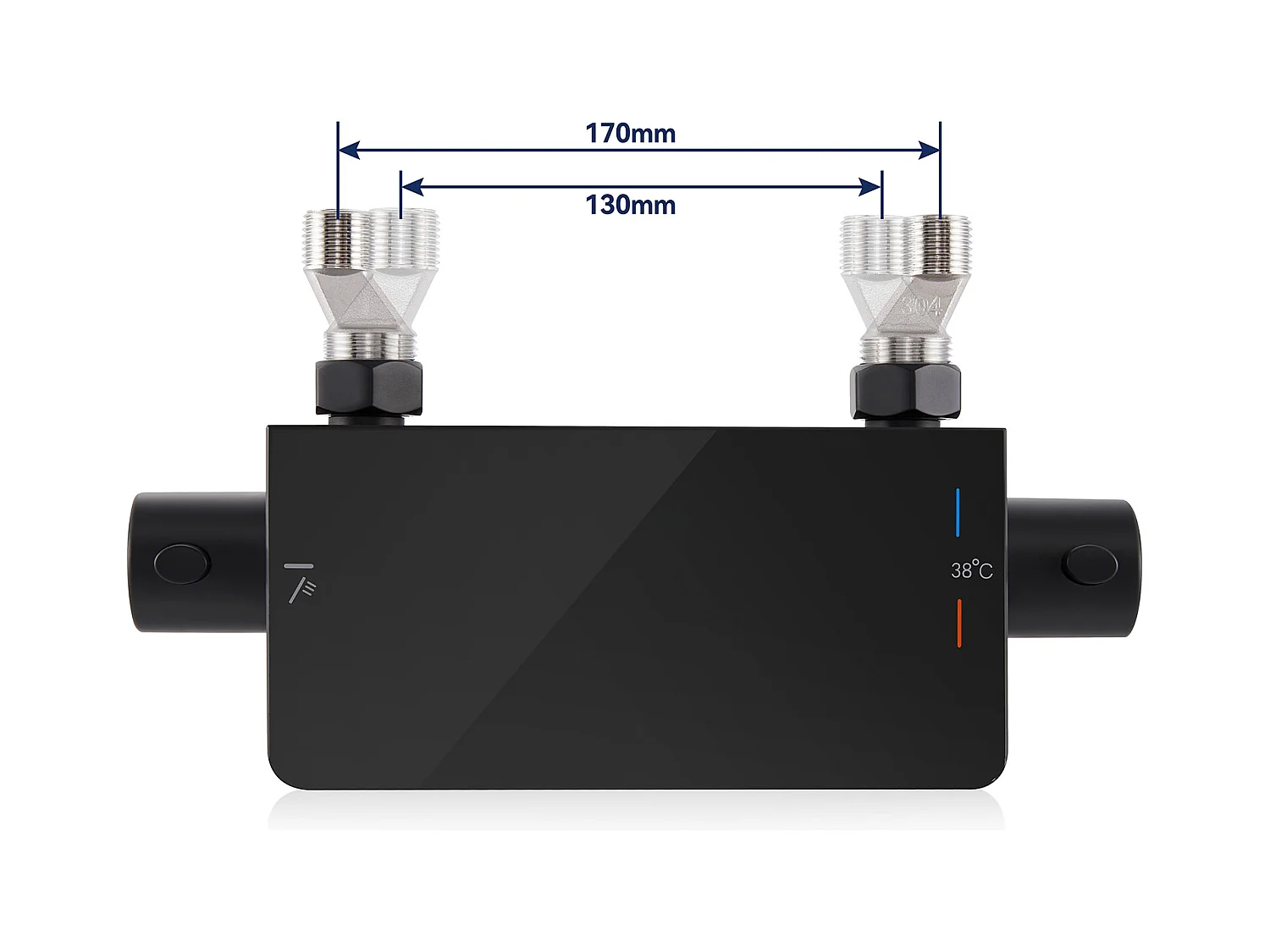 Ensemble de Douche avec Etagère et Douchette à Main 3 Fonctions, Noir Colonne de Douche Thermostatique avec 38°C Mitigeur