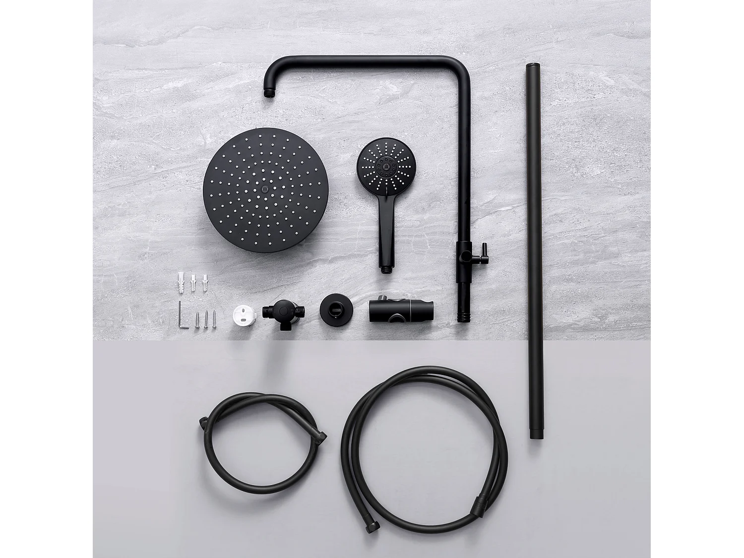 Cecipa max Schwarzes Duschsystem Wasserfall-Duschsäule mit 3 Funktionen Handbrause Edelstahl-Duschset Regendusche, EU-Modell