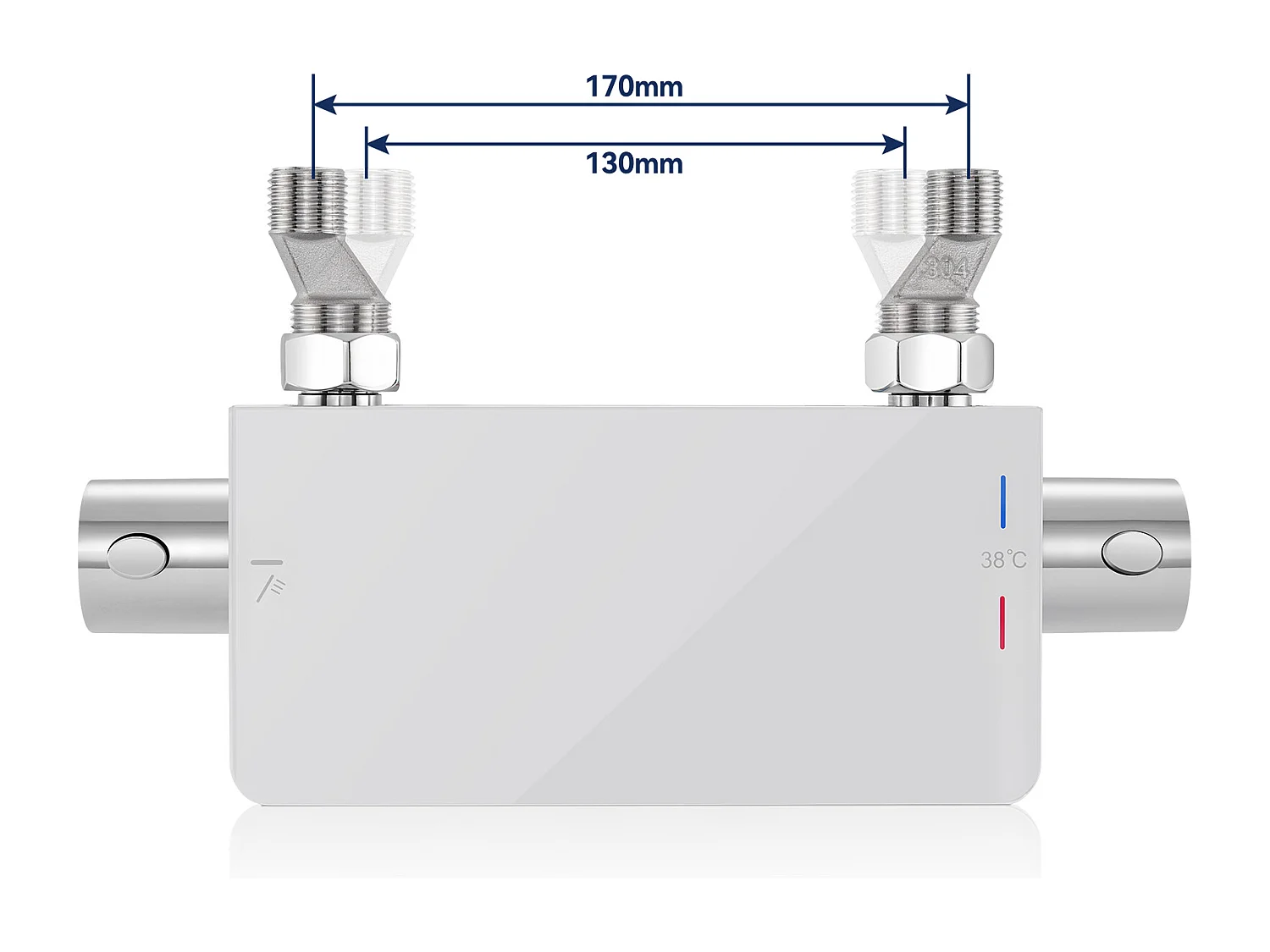 Lonheo max Colonne de Douche 38°C Thermostatique Chromé + Etagères en Verre Trempé + Douchette à Main 3 Types de Jets