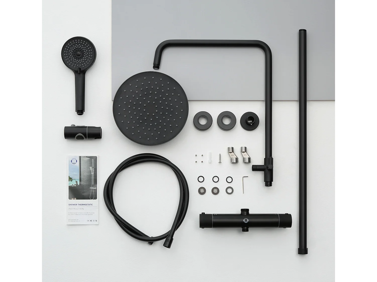 Colonne de douche thermostatique Noir , Cecipa max  Ensemble de Douche avec Pomme 230mm+Douchette 4 jets