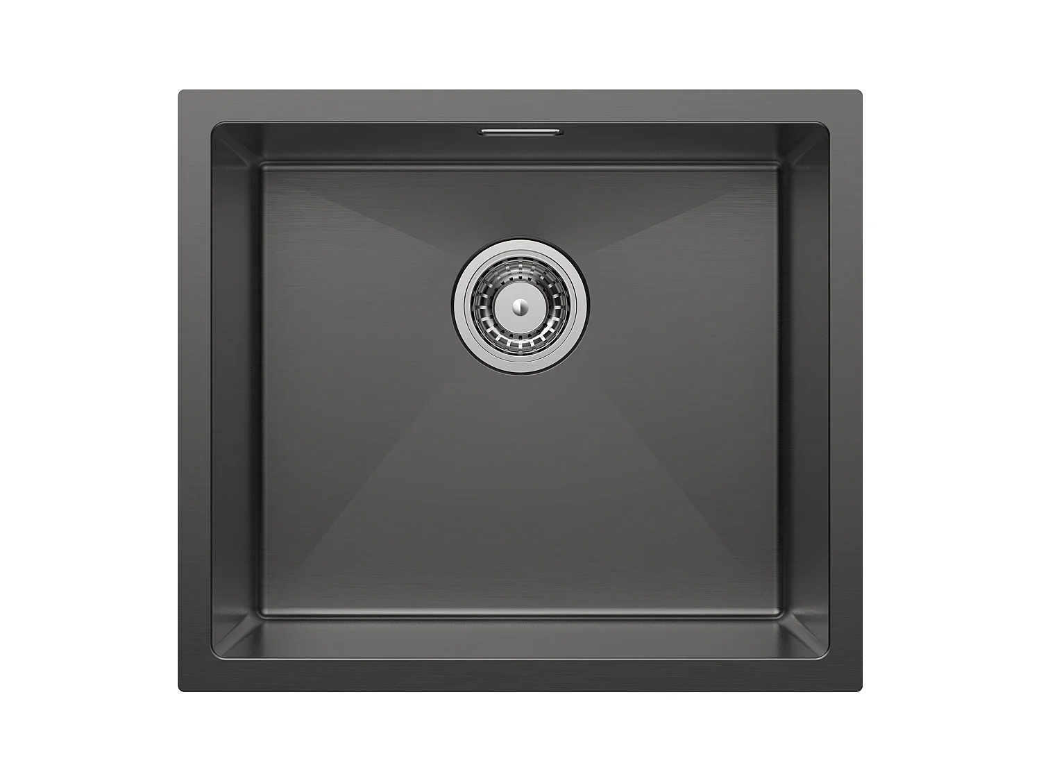 CECIPA MAX Fregadero de cocina Fregadero de cocina de acero inoxidable de 1 seno, Fregadero bajo encimera, 50*44 cm, Negro antracita