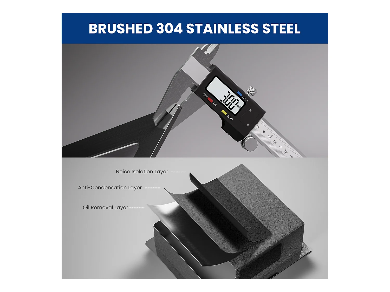 CECIPA MAX Fregadero de cocina Fregadero de cocina de acero inoxidable de 1 seno, Fregadero bajo encimera, 50*44 cm, Negro antracita