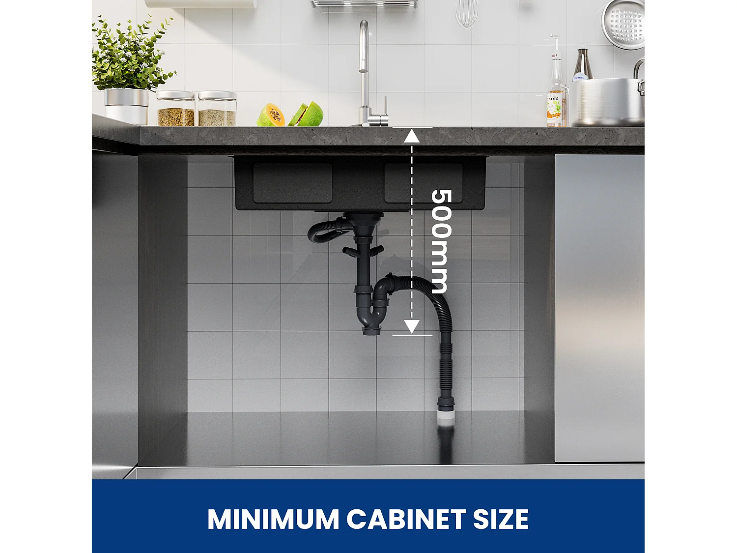 Cecipa MAX Évier Cuisine 1 Bac 70×44×21CM Évier à Encastrer Inox Brossé avec Egouttoir et Vasque