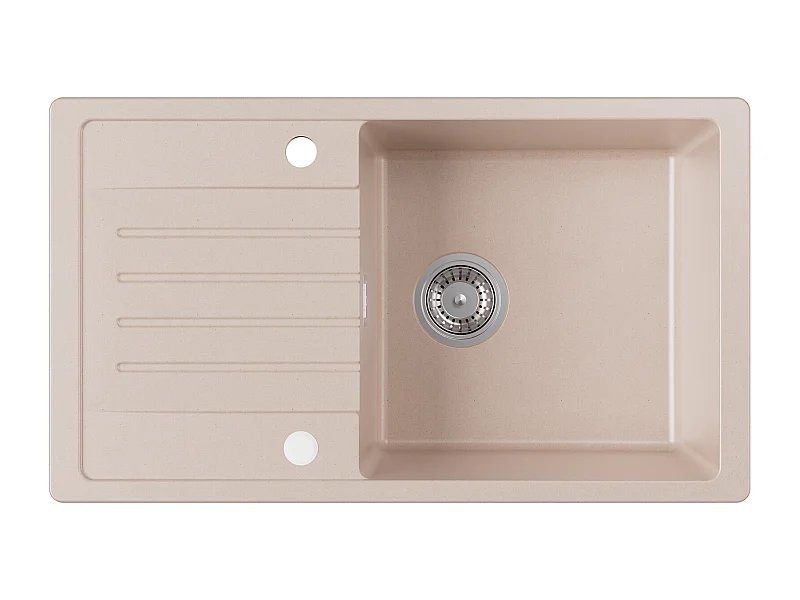 Cecipa MAX Lavello da Cucina con Gocciolatoio Lavello a 1 Vasca in Quarzo e Resina 78x45 cm Lavello da Cucina in Granito Color Avena