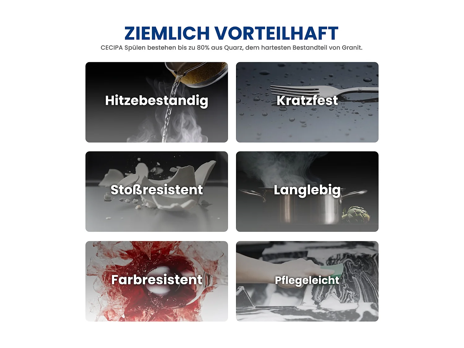 Fregadero de Cocina Cecipa MAX con Escurridor Fregadero de 1 Seno en Cuarzo y Resina 78x45cm Fregadero de Cocina de Granito Gris!!!