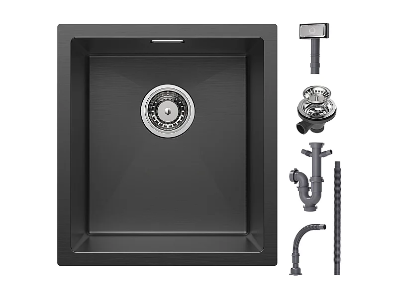 CECIPA MAX Évier Inox Encastré 40*44*19 cm Évier de Cuisine 1 Bac Évier de Cuisine - 201 Nanomètre Noir