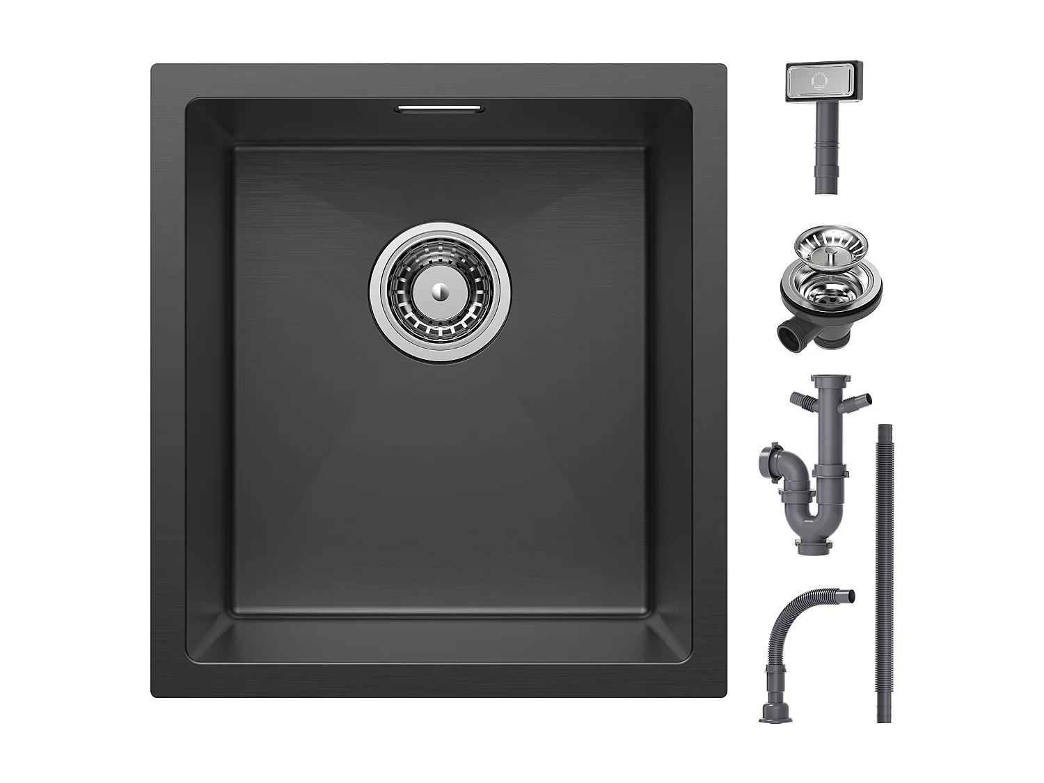 CECIPA MAX Évier Inox Encastré 40*44*19 cm Évier de Cuisine 1 Bac Évier de Cuisine - 201 Nanomètre Noir