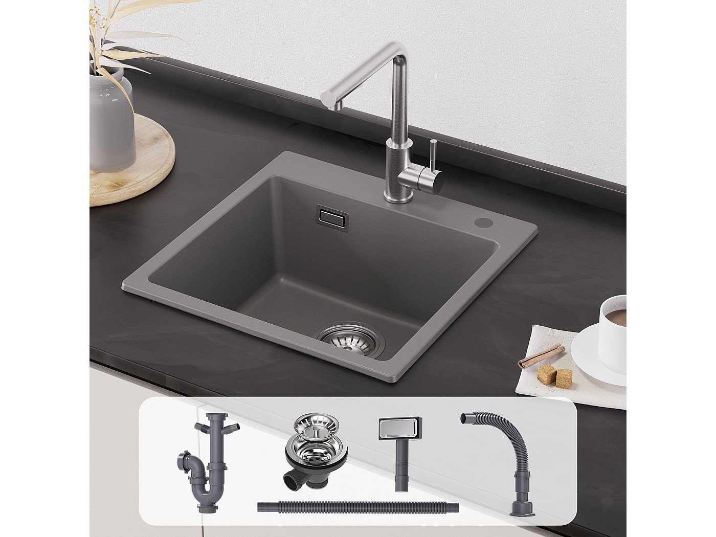 Tappetino Per Lavello, Silicone SinkSide - Mid Grey