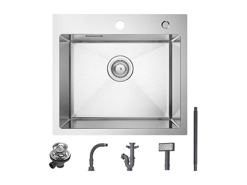 CECIPA MAX Küchenspüle 1 Becken 50×45×18,5 cm gebürsteter Edelstahl quadratische Küchenspüle