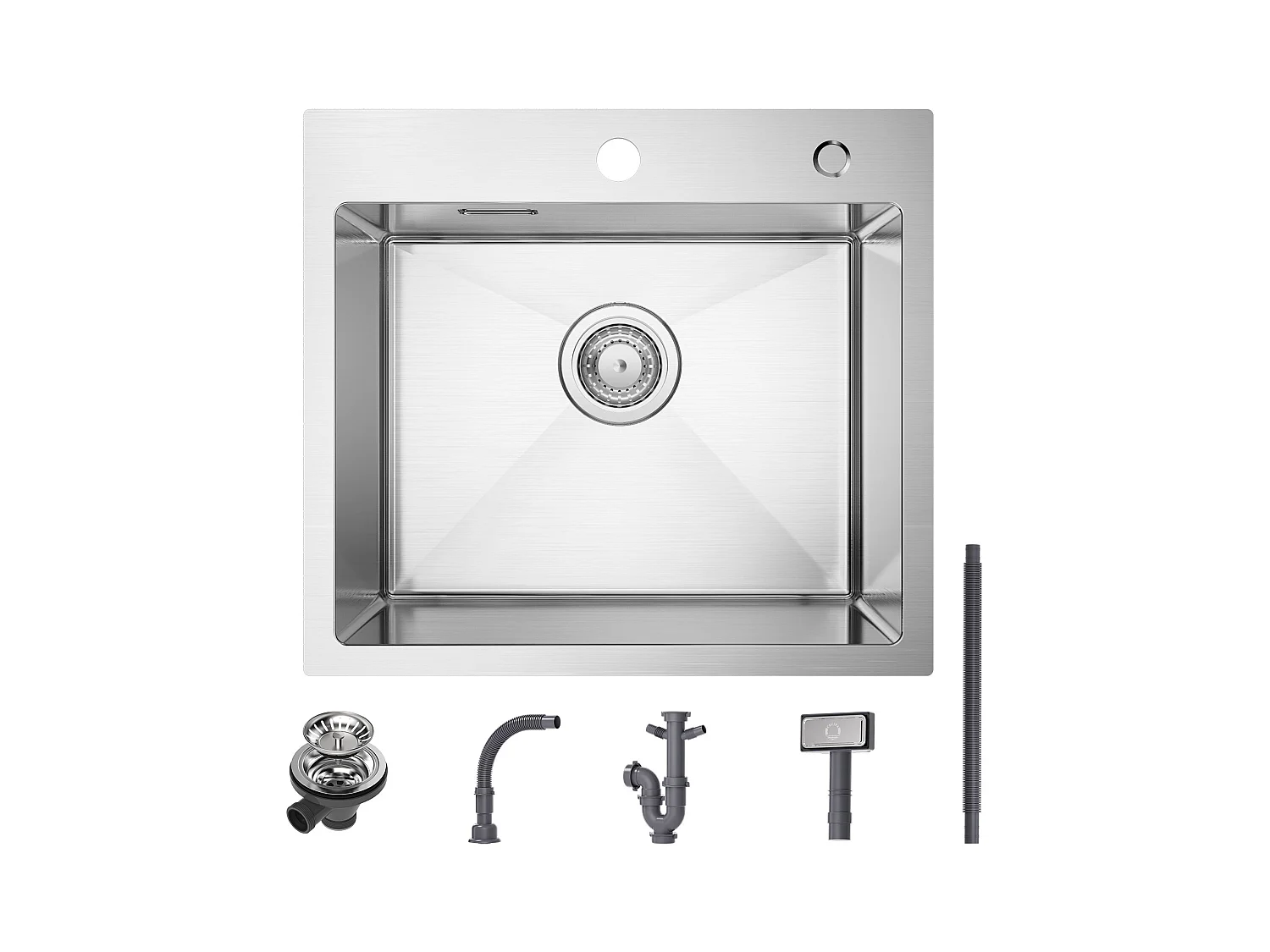 CECIPA MAX Évier Cuisine 1 Bac 50×45×18.5CM Évier de Cuisine Carré Inoxydable Brossé