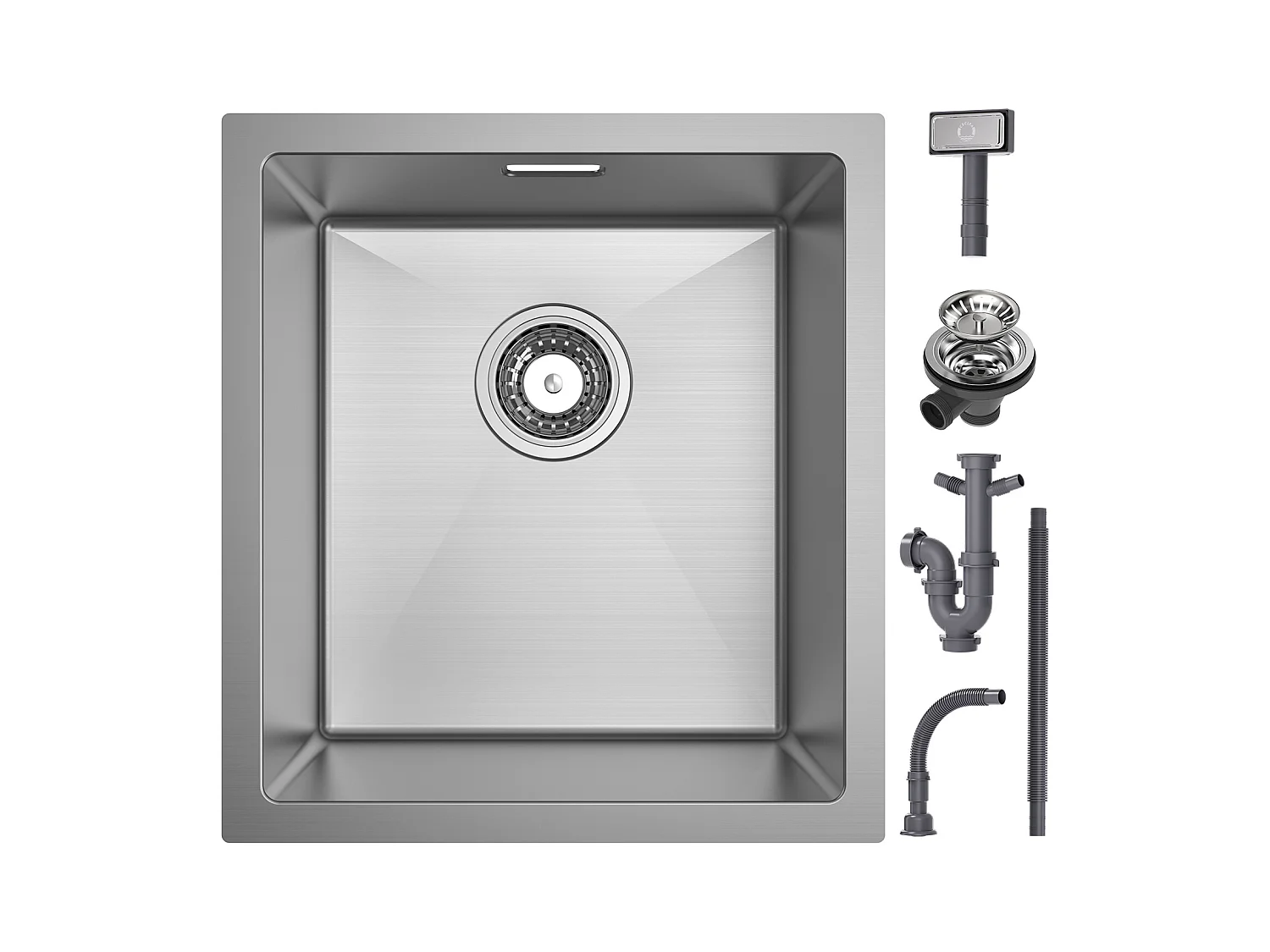 Cecipa MAX Évier de Cuisine 1 Bac 40x44x19 cm - Évier Inox de Cuisine - Évier Encastré Brossé