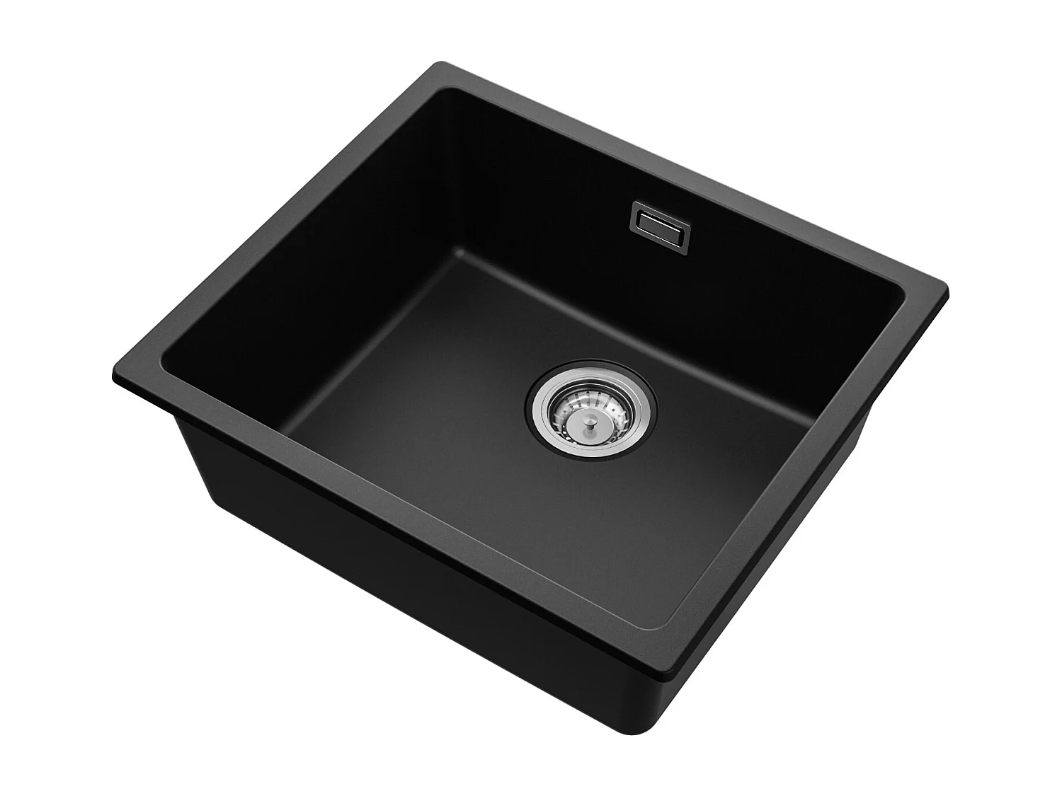 CECIPA MAX Evier 1 Bac en Quartz et Résine, Evier de Cuisine en Granit Noir Gris, Evier Quartz 3 Options de Montage, 50*44*20cm