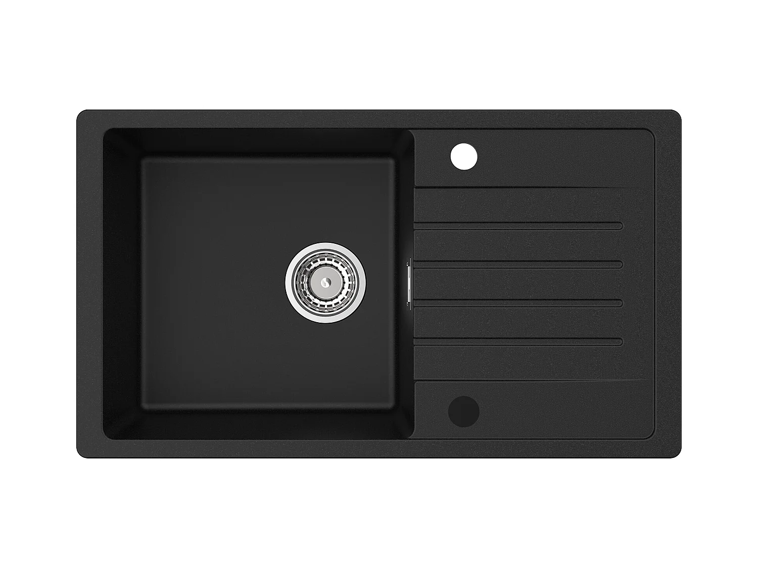 Cecipa MAX Evier 1 Bac en Quartz et Résine - Evier à encastrer avec Egouttoir - 78x45cm Evier 1 Bac Evier de Cuisine en Granit Noir