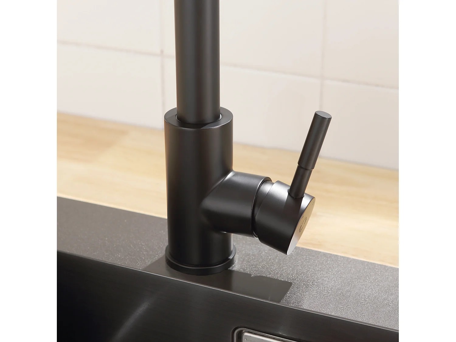 Cecipa max Mitigeur de Cuisine en Acier Inoxydable Noir, Robinet Cuisine avec Bec Haut et Incurvé, Rotatif à 360 °,EU Modèle