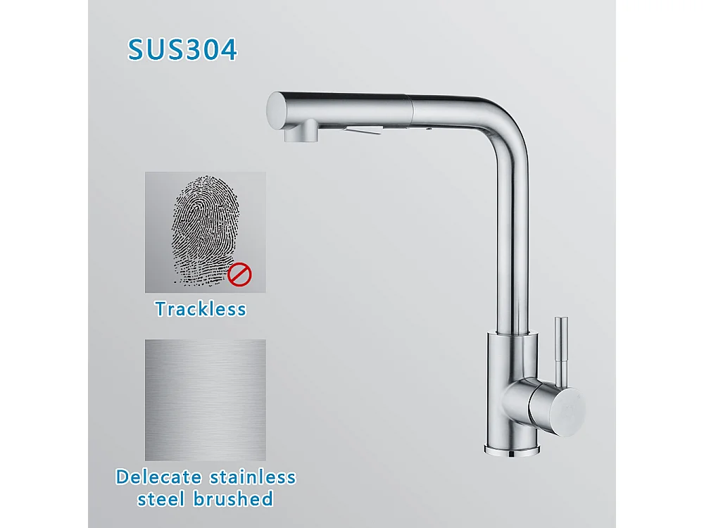 CECIPA MAX Mitigeur Cuisine avec Douchette Extractible Robinet Cuisine 360 Rotatif avec 2 Jets aux Choix Robinetterie en Acier Brossé Haute Qualité