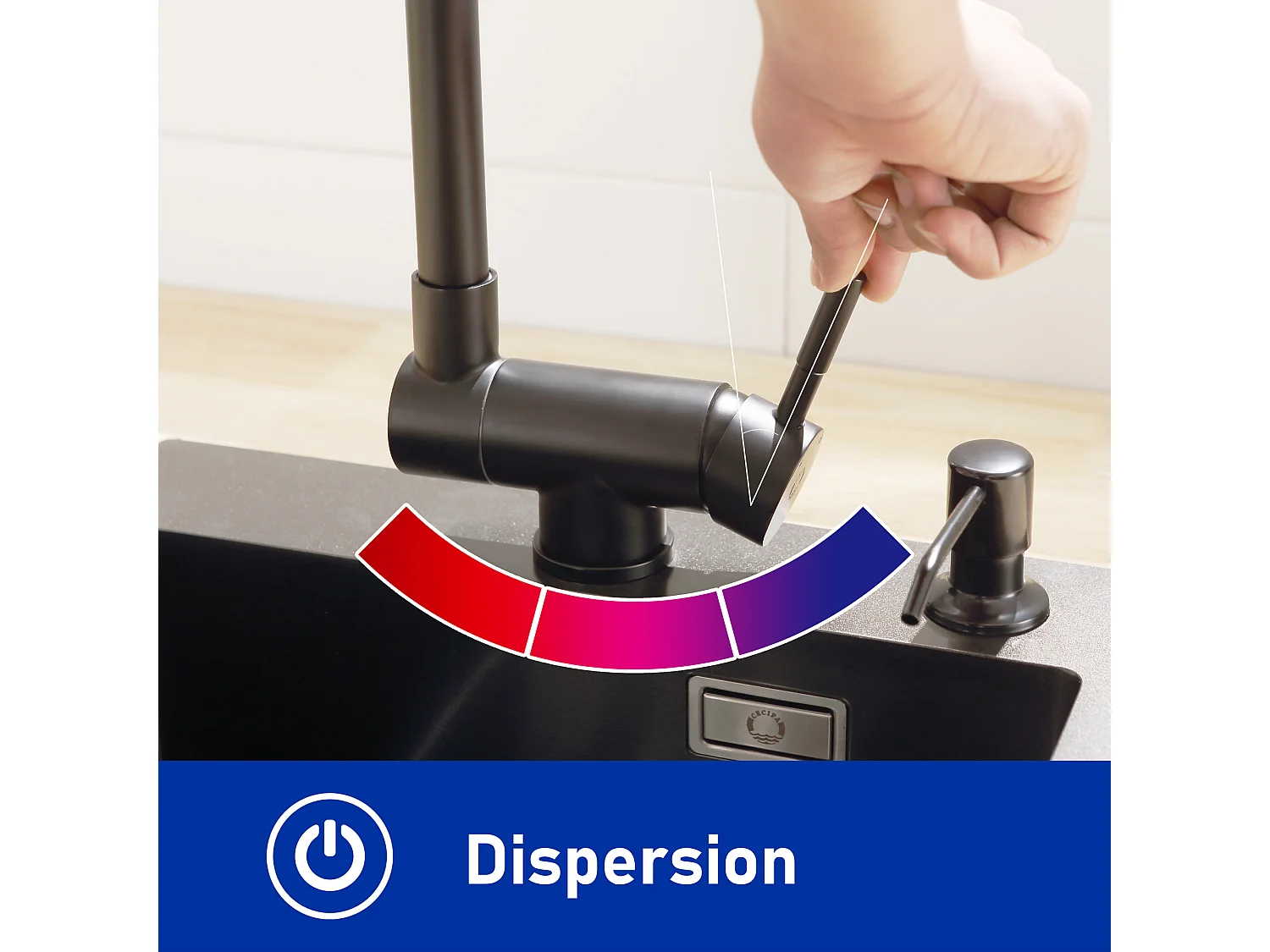 Cecipa max Mezclador de Cocina Plegable Negro Grifo de Cocina Plegable con 2 Chorros a Elegir Mezclador de Cocina Bajo Ventana con Caño Giratorio, Modelo UE