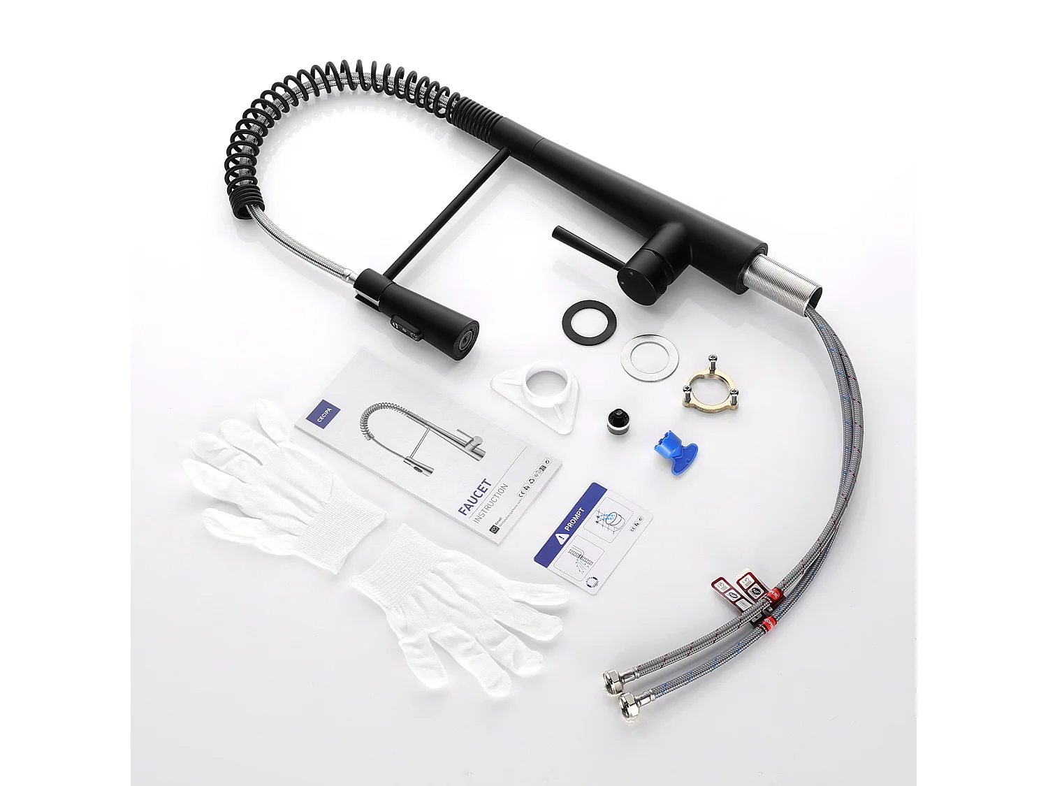 Cecipa Max Spring keukenmengkraan met 3 waterafvoermodi - zwarte spoelbakmengkraan met 360° draaibare uittrekbare douchestraal, EU-model