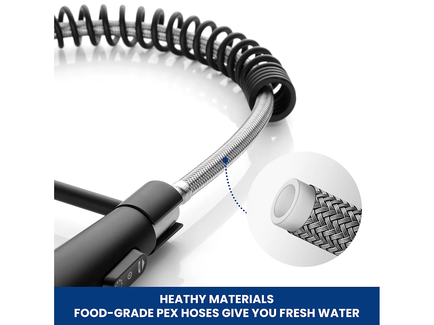 Mitigeur Cuisine à Ressort Cecipa max avec 3 Modes de Sortie D'eau - Mitigeur de Evier Noir avec Douchette Extractible Pivotant à 360°,EU Modèle