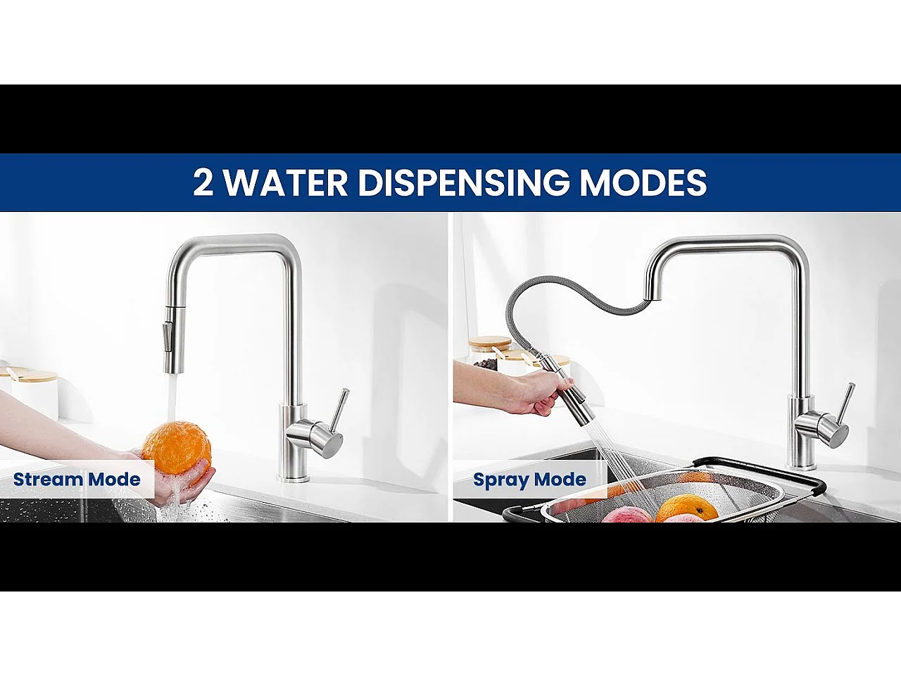 Cecipa max Robinet Douchette Brossé Mitigeur de Cuisine avec Douchette Extractible Mitigeur Évier avec 2 Modes de Sortie D'eau,EU Modèle