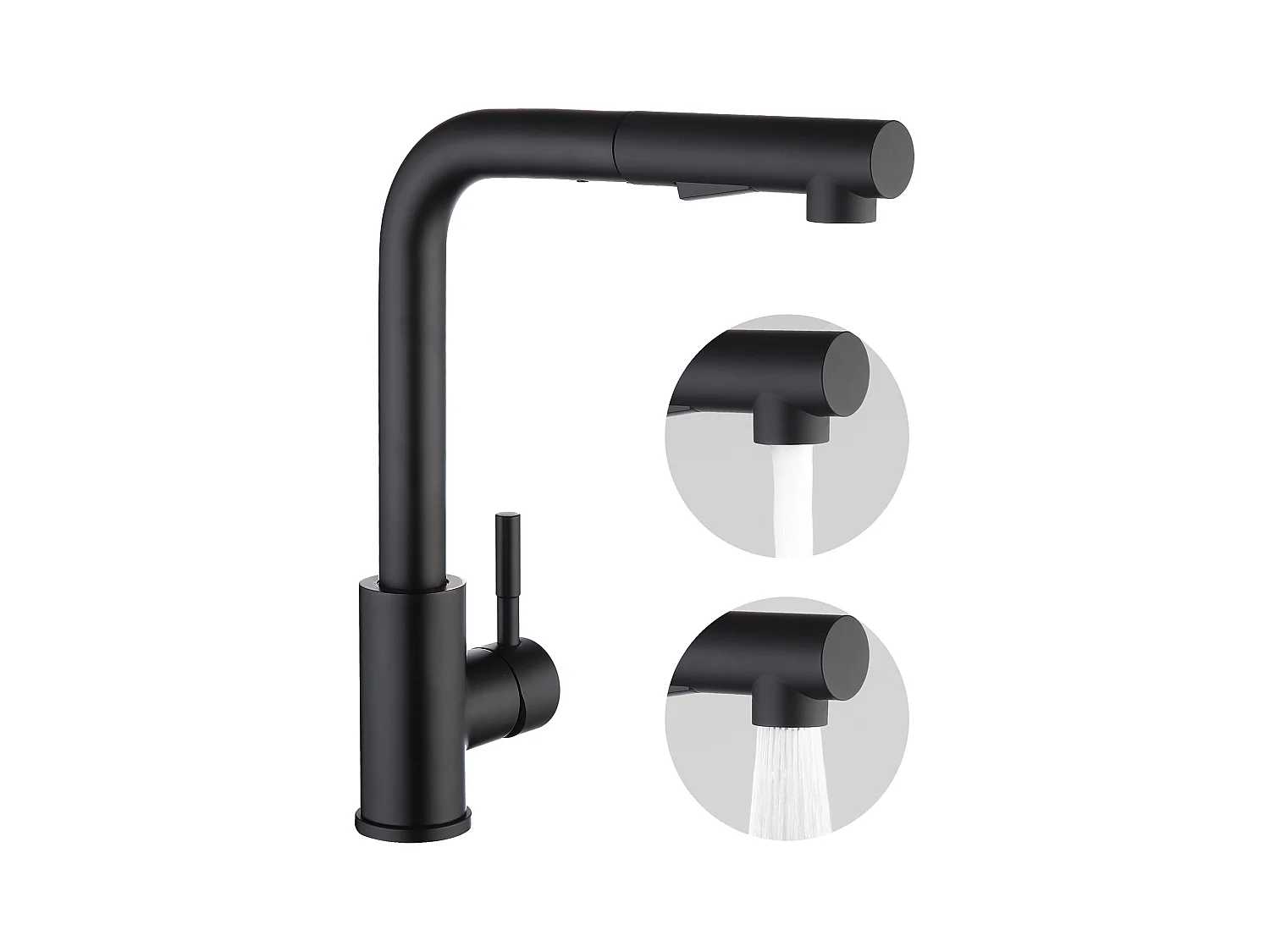 Cecipa max Mezclador de Cocina Negro con Ducha Extraíble + Dispensador de Jabón de Cocina Negro