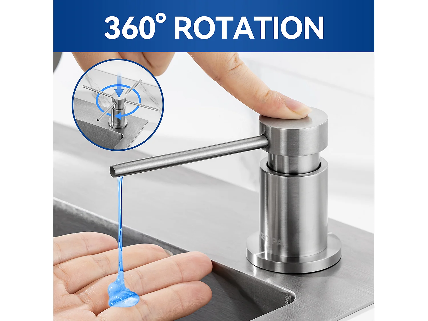 Cecipa max Grifo de cocina con rociador mezclador, rociador extraíble para fregadero, giratorio 360° + dispensador de jabón de cocina cepillado