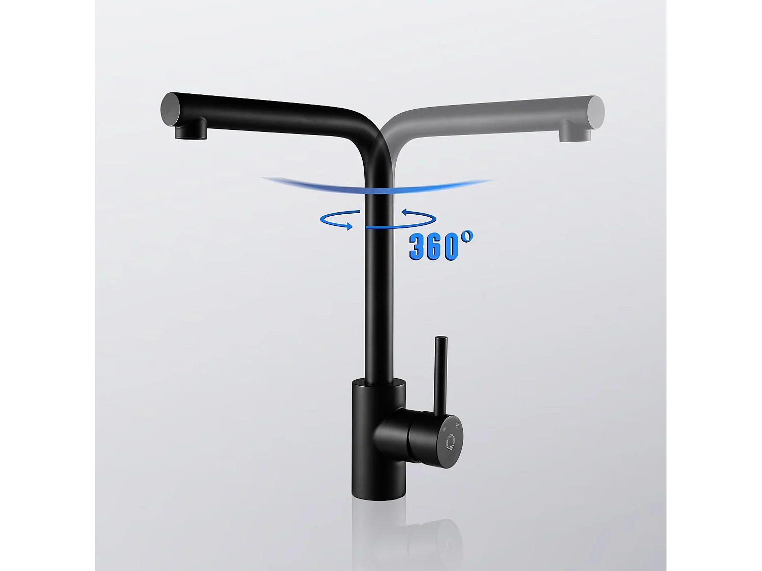 Cecipa max Mezclador de cocina, Grifería de acero inoxidable negro, grifo de cocina giratorio 360° + Dispensador de jabón de cocina negro