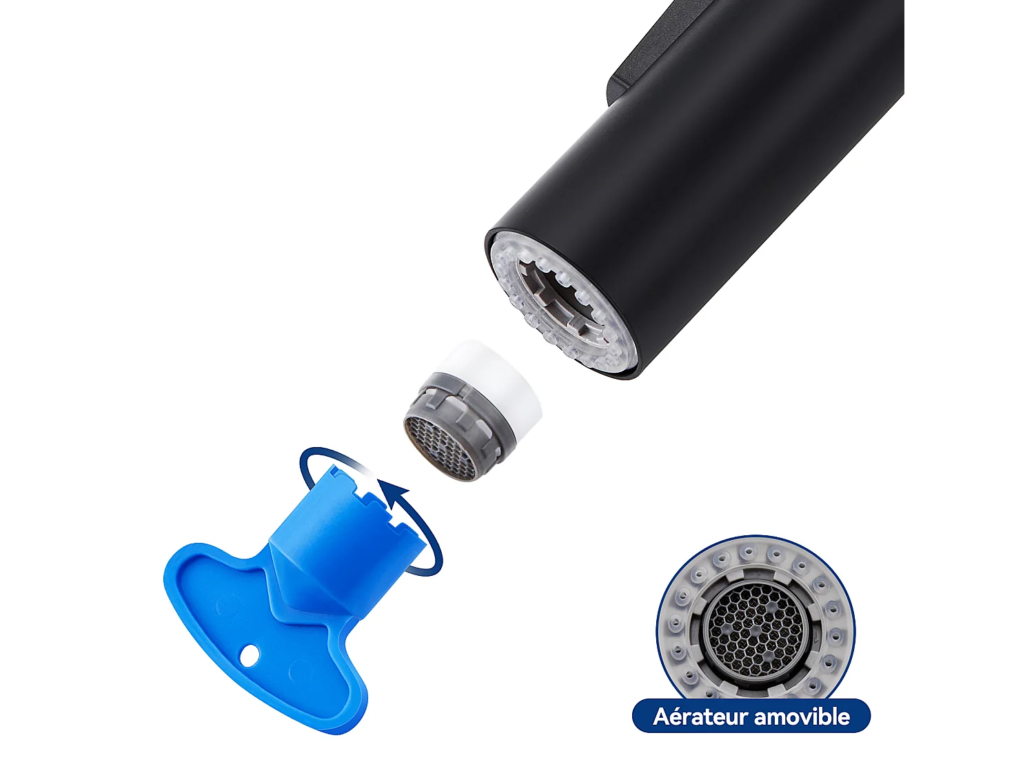 Cecipa max Robinet Douchette Noir Mitigeur de Cuisine avec Douchette Extractible Mitigeur Évier avec 2 Modes de Sortie D'eau,EU Modèle