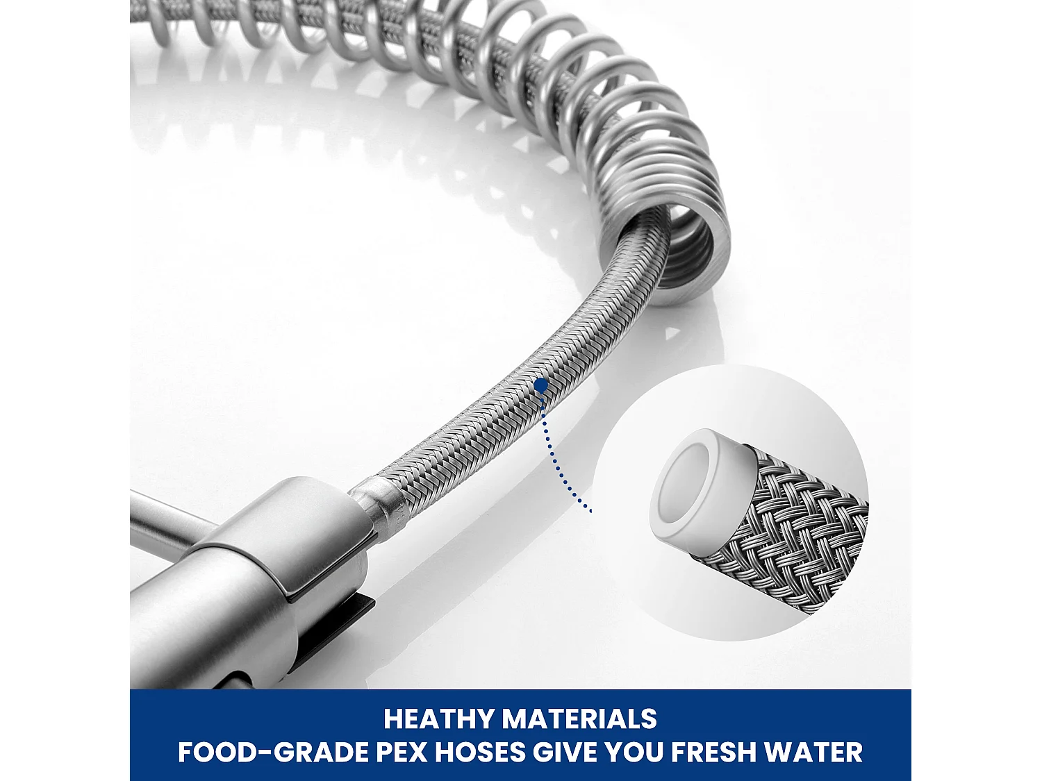 Mitigeur Cuisine à Ressort Cecipa max avec 3 Modes de Sortie D'eau - Mitigeur avec Douchette Extractible Robinet Pivotant à 360° Brossé,EU Modèle