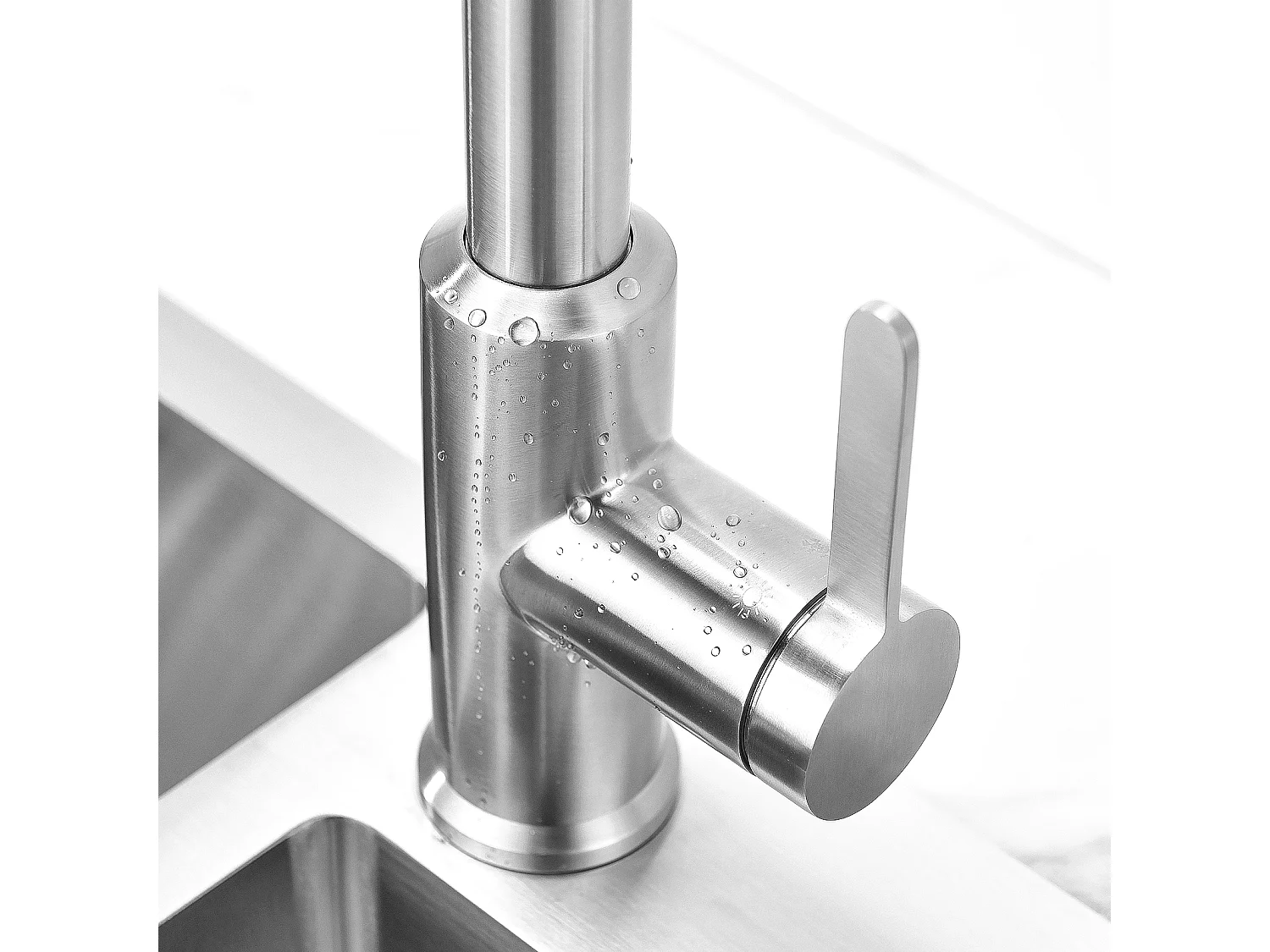 CECIPA MAX Mitigeur de Cuisine avec Douchette Extractible, Robinet d'évier Brossé, Robinet d'eau Chaude et Froide, 2 Modes de Sortie D'eau