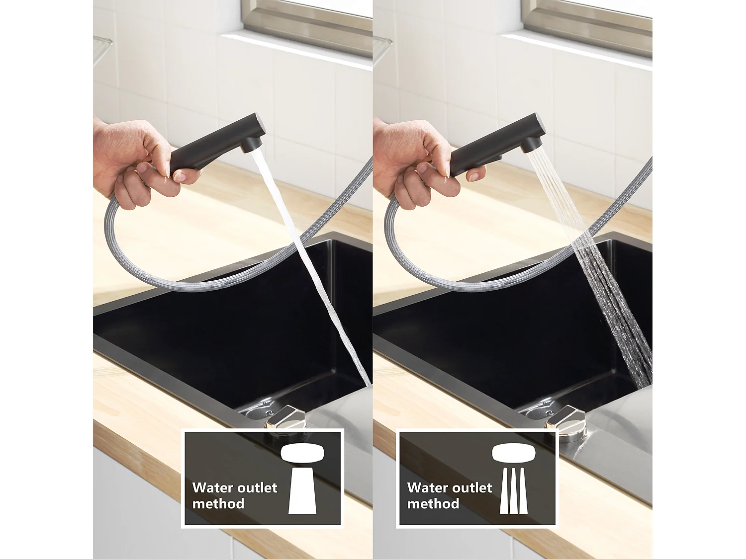 Cecipa max keukenkranen met uittrekbare sproeier keukenmengkraan 2 straalsoorten + geborstelde keukenzeepdispenser