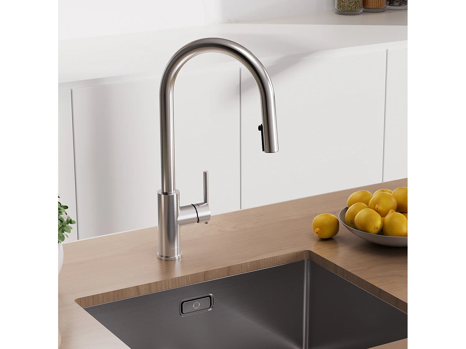 Cecipa max Brossé Mitigeur de Cuisine avec Douchette Extractible - Robinet de Evier Avec 2 modes de sortie d'eau -  Pivotant à 360°,EU Modèle