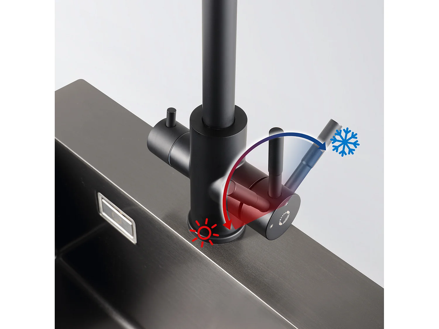 Cecipa max grifo de cocina de 3 vías, mezclador de cocina 3 en 1 para sistema de ósmosis, grifo de agua limpia con 2 palancas de control independientes, modelo EU