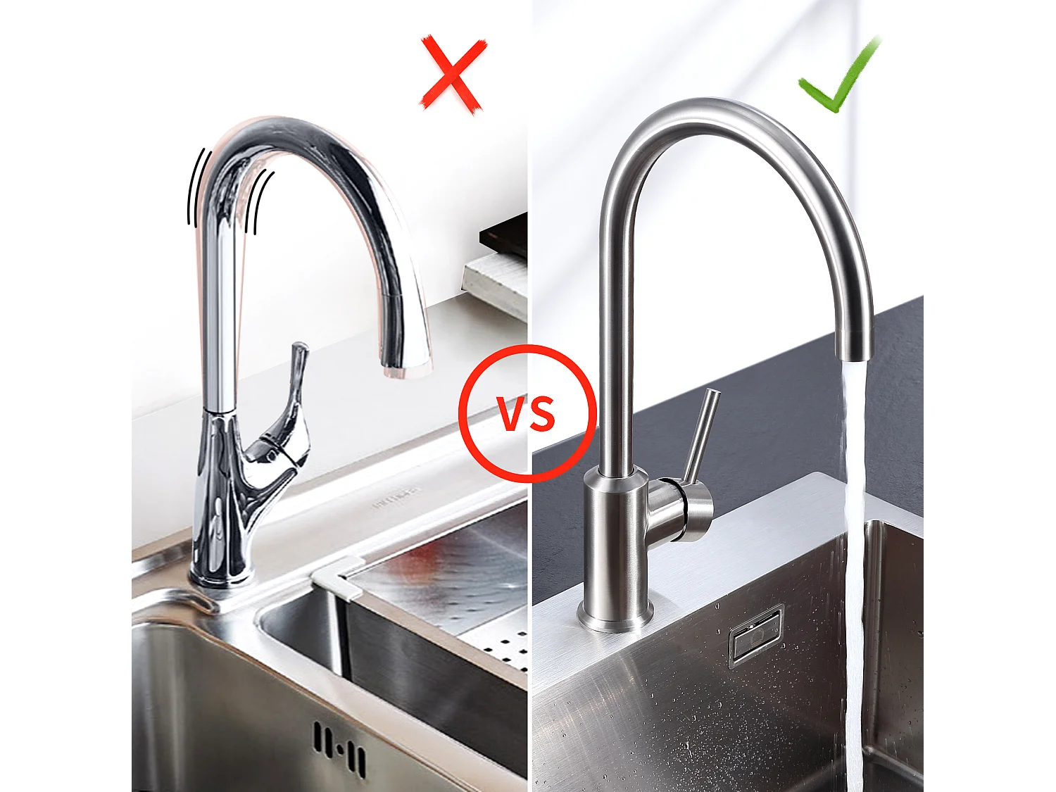 Cecipa max Einhebel-Küchenarmatur, Spültischarmatur aus Edelstahl, 360° drehbarer gebürsteter Wasserhahn, EU-Modell