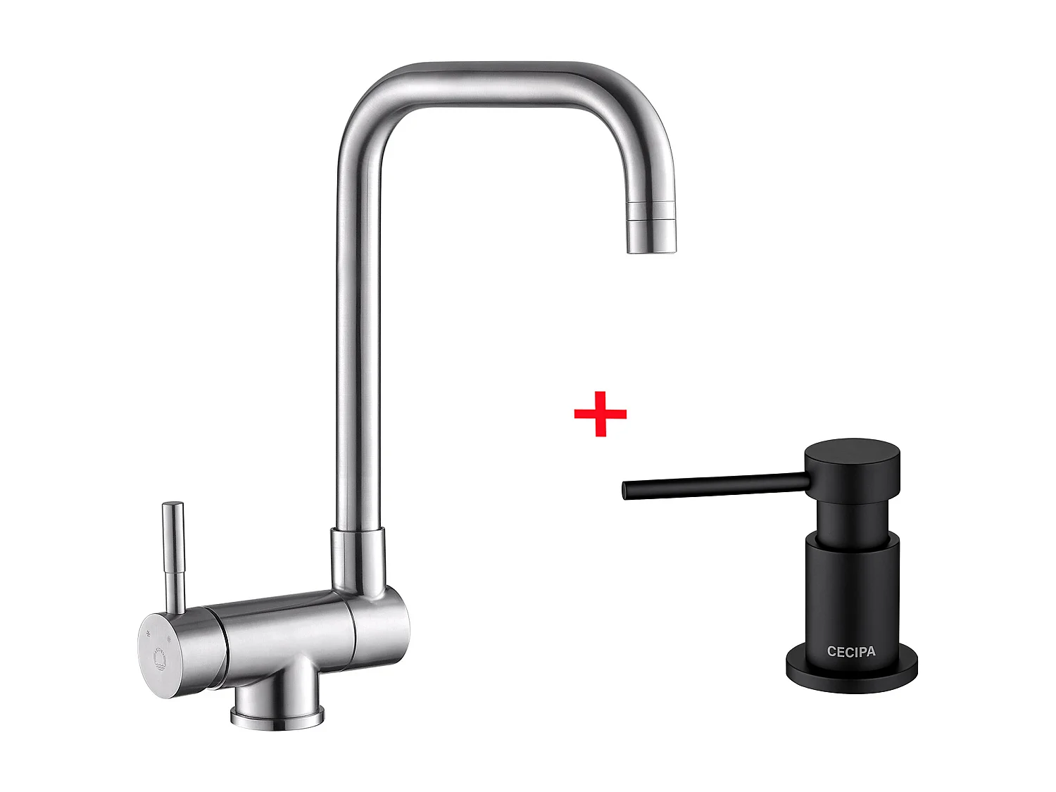 Cecipa max Opvouwbare keukenkraan 2 sproeiers naar keuze, opvouwbare spoelbakmengkraan voor raam + zwarte keukenzeepdispenser