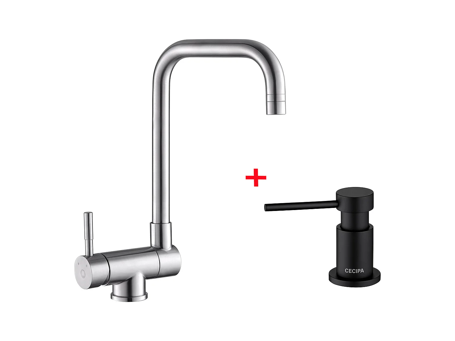 Cecipa max Robinet de Cuisine Rabattable 2 Jets aux Choix, Mitigeur Evier Repliable devant Fenêtre + Distributeur de Savon de Cuisine Noir