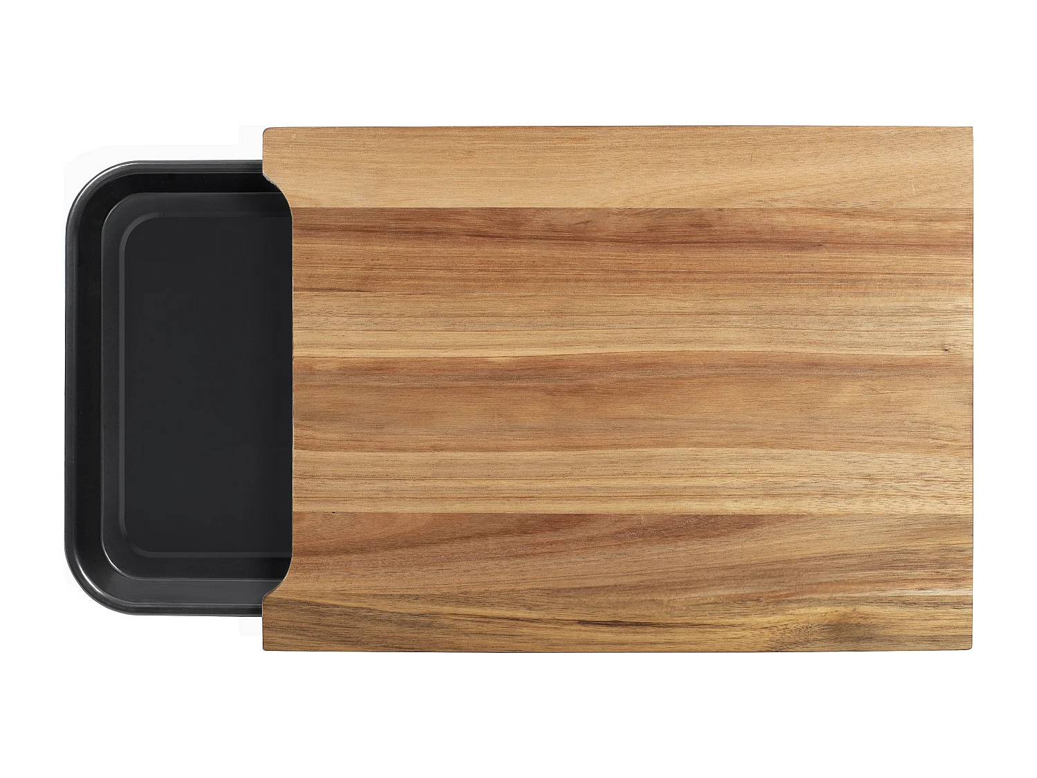 Livoo Planche à découper bois 36.5x27.5cm + bac récupérateur - MES155