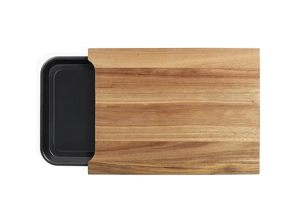 Livoo Planche à découper bois 36.5x27.5cm + bac récupérateur - MES155