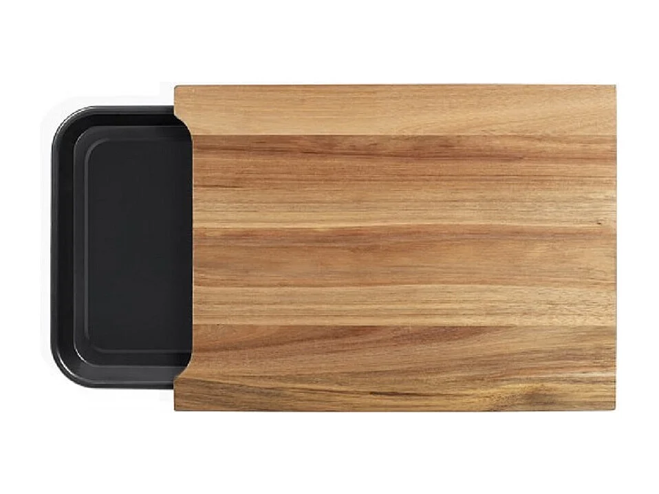 Tabla de cortar de madera de acacia FSC - 36,5 x 27,5 cm - Bandeja de goteo extraíble