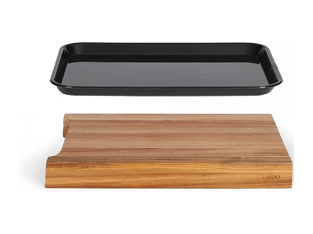 Tabla de cortar de madera de acacia FSC - 36,5 x 27,5 cm - Bandeja de goteo extraíble