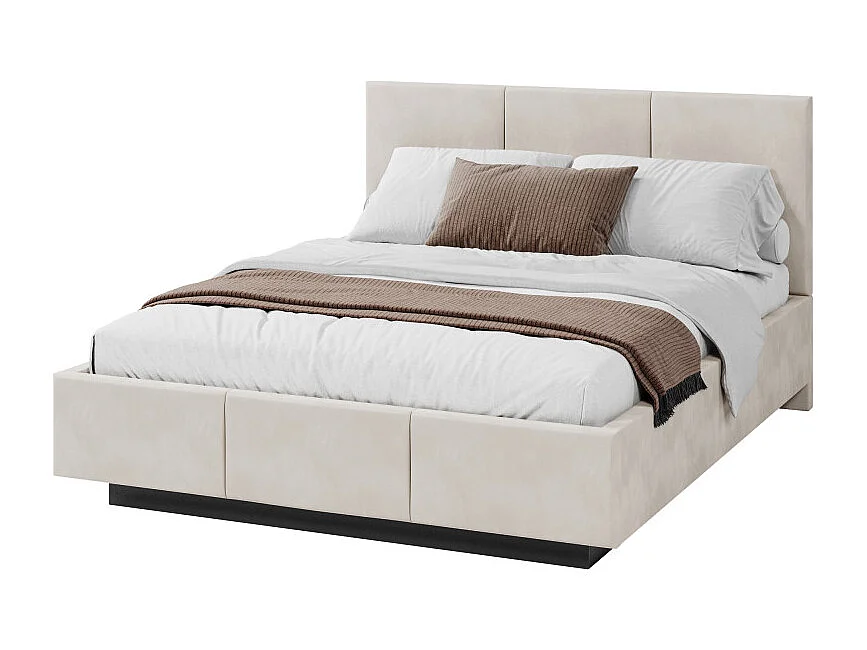 Lit coffre Raveiro 160 x 200 cm avec sommier à lattes relevable Crème