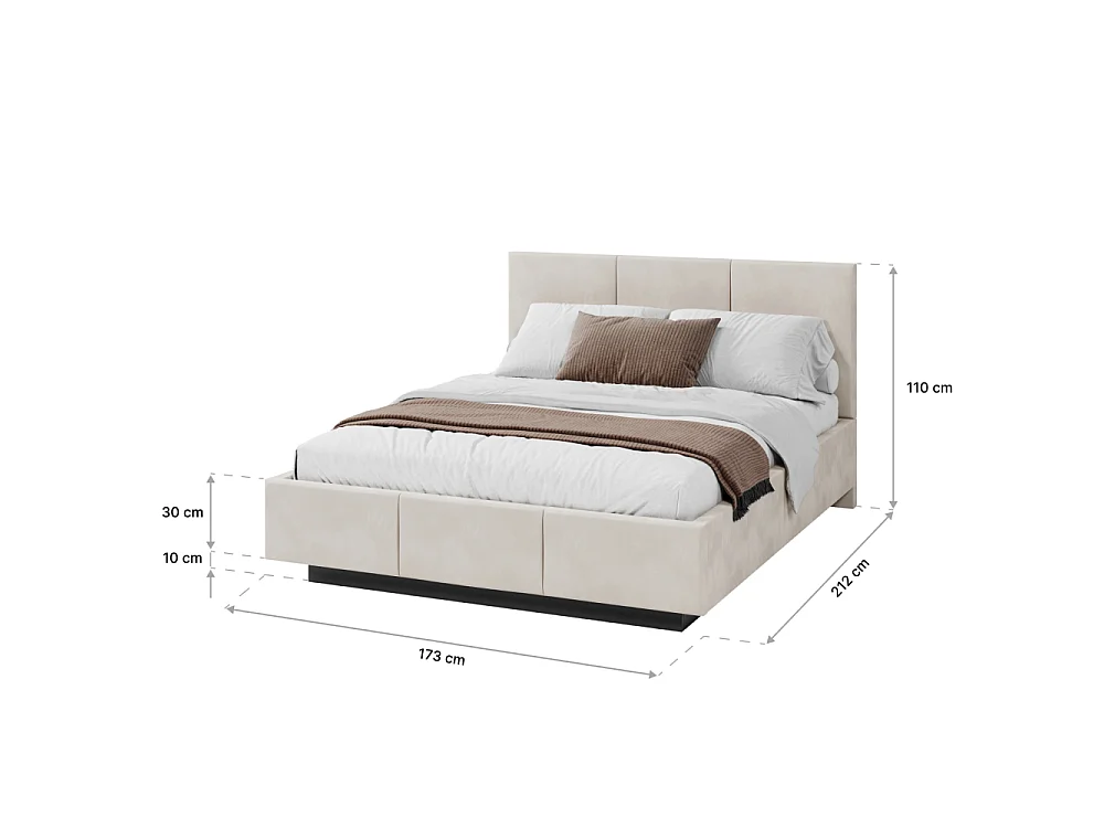 Lit coffre Raveiro 160 x 200 cm avec sommier à lattes relevable Crème