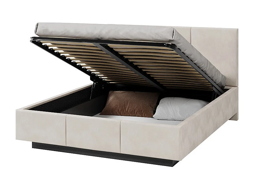 Lit coffre Raveiro 140 x 200 cm avec sommier à lattes relevable Crème