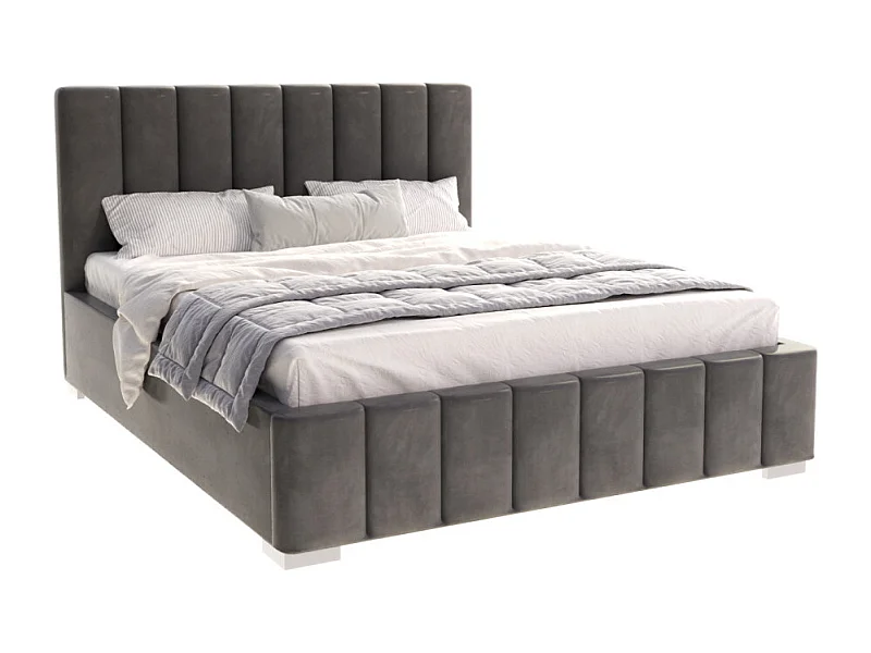 Lit Coffre Anton 160 x 200 cm avec sommier à lattes relevable Gris foncé